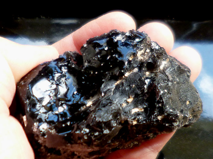 黒曜石原石（アンダラブラックオブシディアン）、九州産日本国産水晶、虹入り水晶（アンダラレインボーオブシディアン）002｜black obsidian