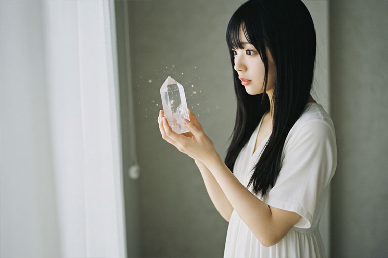 水晶から言靈のエネルギーが放出している