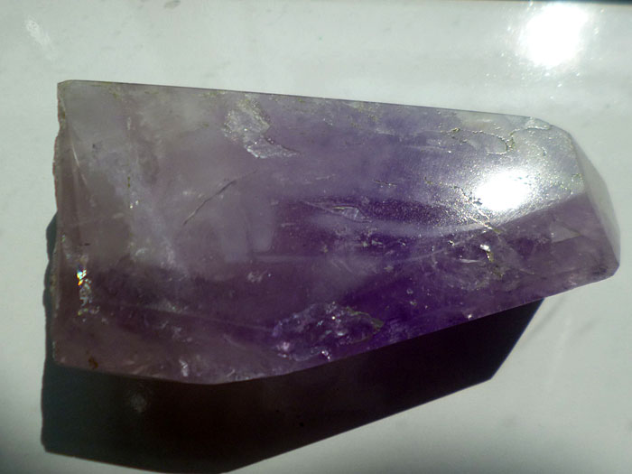 磨き アメジスト原石 ポイント、レインボークォーツ、虹入り水晶（紫水晶原石）284
