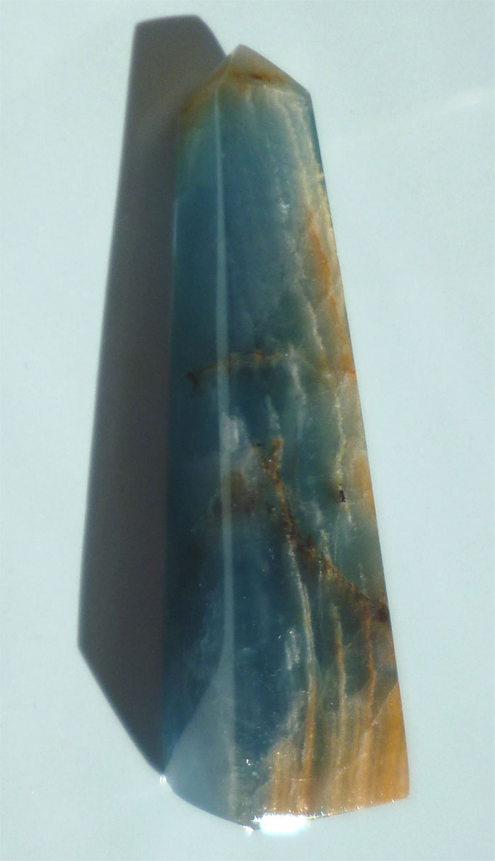 レムリアの海と大地 レムリアン アクアティン カルサイト オベリスク水晶 磨き ポイント027